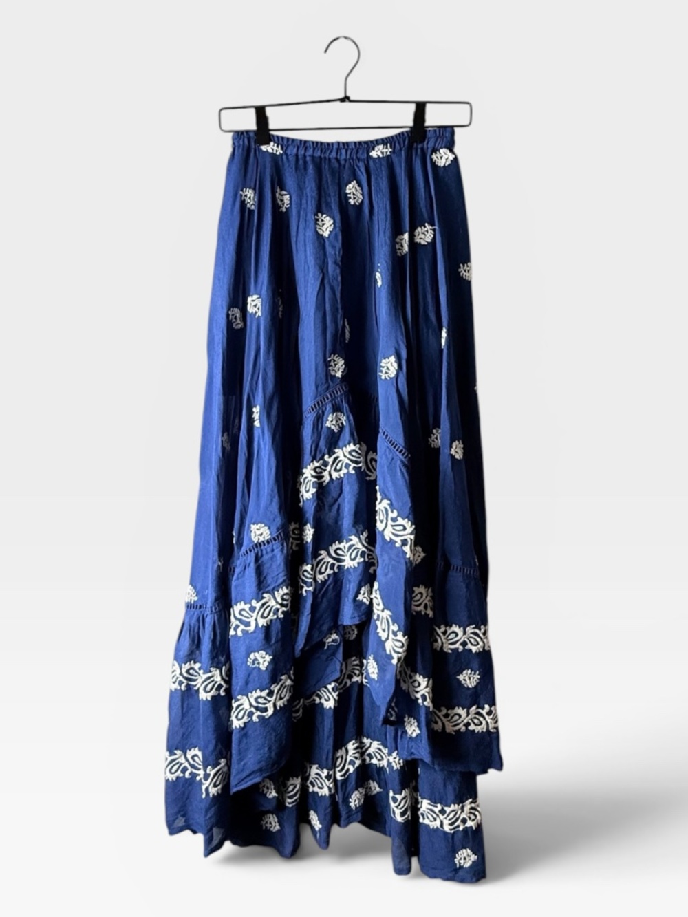 Miss June Paris Blue Sequin Skirt Size XS/S Hi Low Embellished (K)
